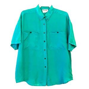 Vintage kunto silk button down shirt-M